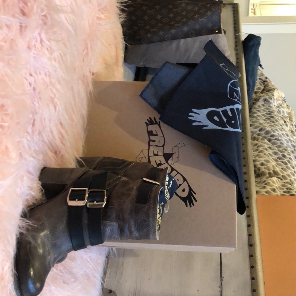 Freebird distressed black leather booties